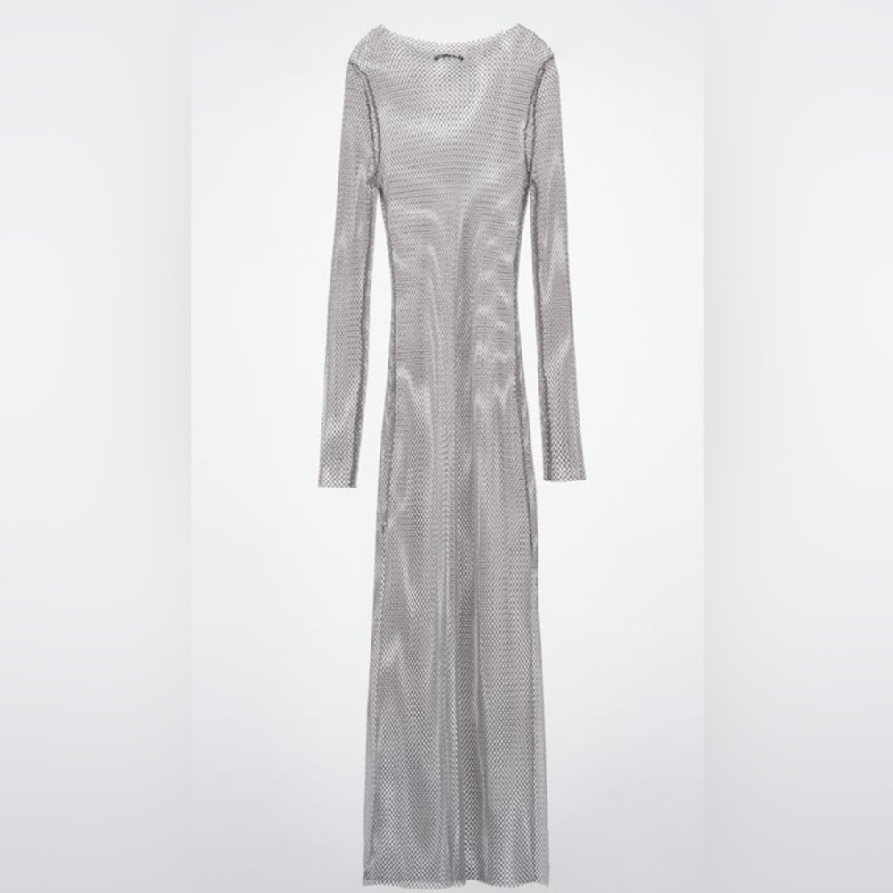 Chic Long Sleeve Gray Maxi Dress